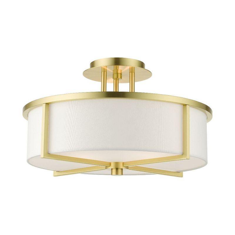 Livex Lighting Wesley 3 - Light Semi-Flush Mount in  Satin Brass