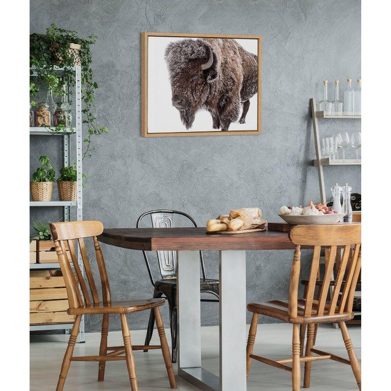 Sylvie Bison in Snow Framed Canvas by Amy Peterson Art Studio Natural - Kate & Laurel All Things Decor