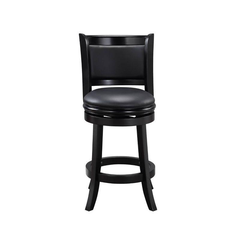 Elegant Augusta 24" Black Leather Swivel Counter Stool