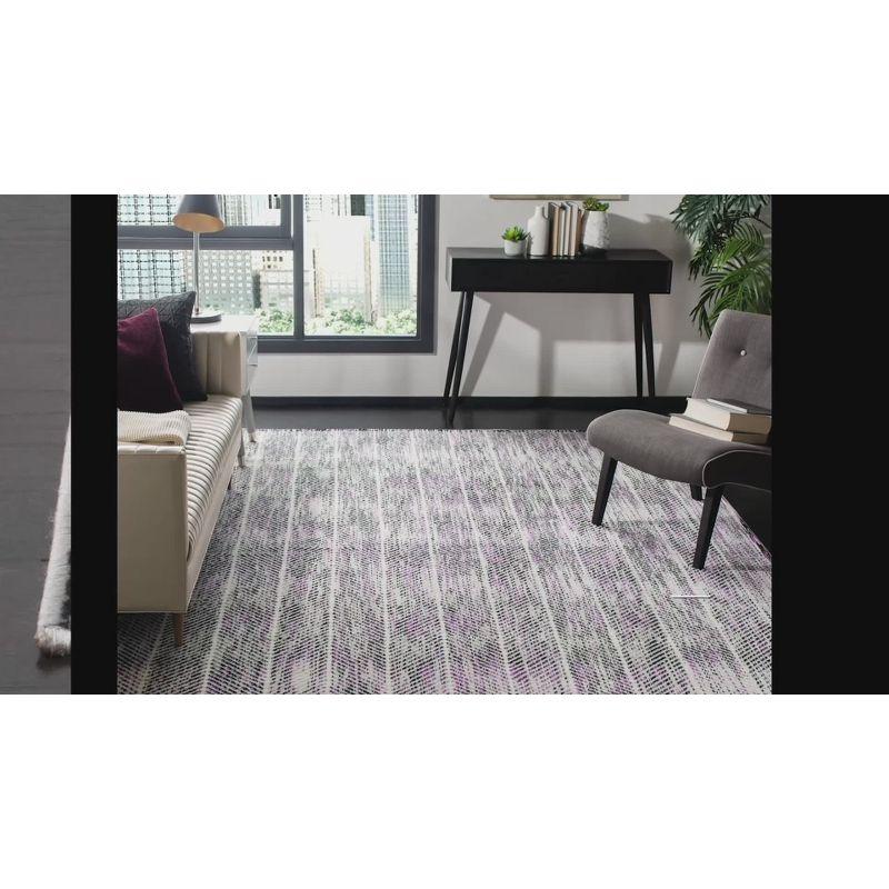 Skyler Grey and Purple Synthetic Medallion 5' x 7' Area Rug