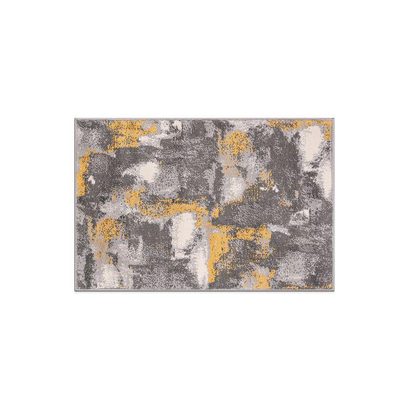 Brighton Gray and Yellow Abstract 5' x 7' Synthetic Area Rug