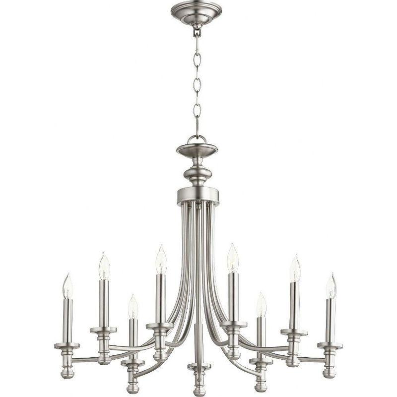 Quorum Lighting Rossington 9-Light Chandelier, Satin Nickel, 26.5W, 31H