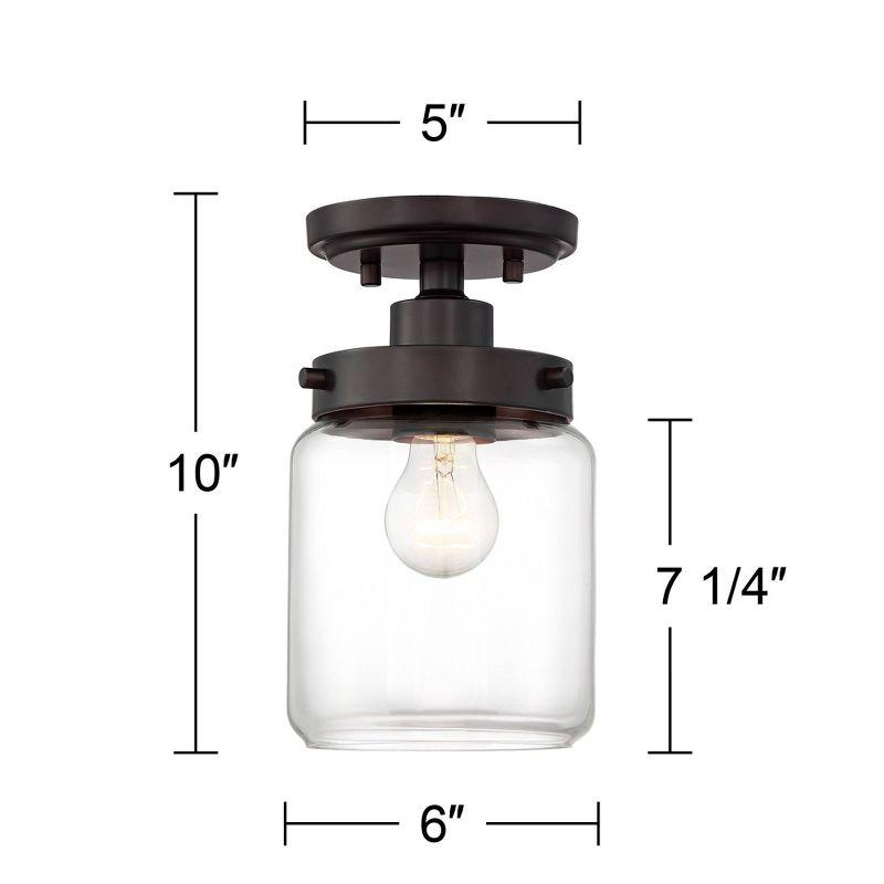 360 Lighting Devonshire Modern Farmhouse Ceiling Light Semi Flush Mount Fixture 6" Wide Bronze Clear Glass Open Bottom Shade for Bedroom Kitchen House