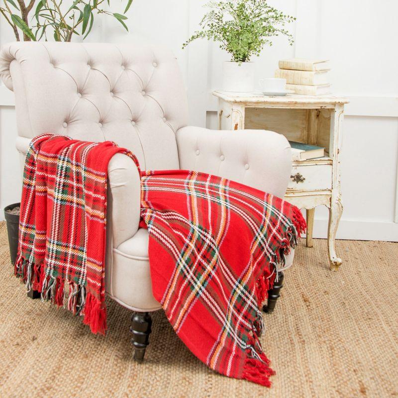 C&F Home 50" x 60" Arlington Plaid Christmas Red Shades Accent Throw Blanket w/ Fringe
