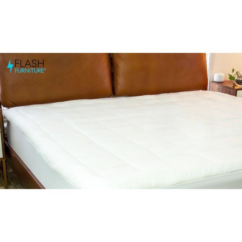 Full Size White Quilted Cotton Mattress Pad with Deep Pockets