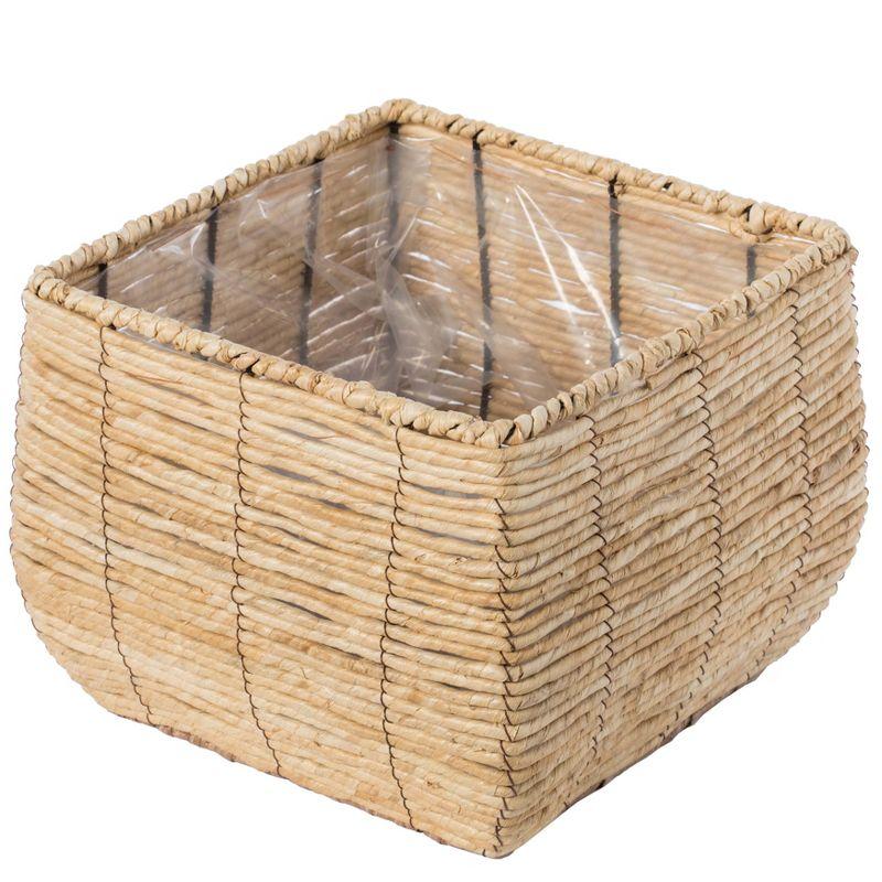 Vintiquewise Woven Square Flower Pot Planter with Leak-Proof Plastic Lining - Large