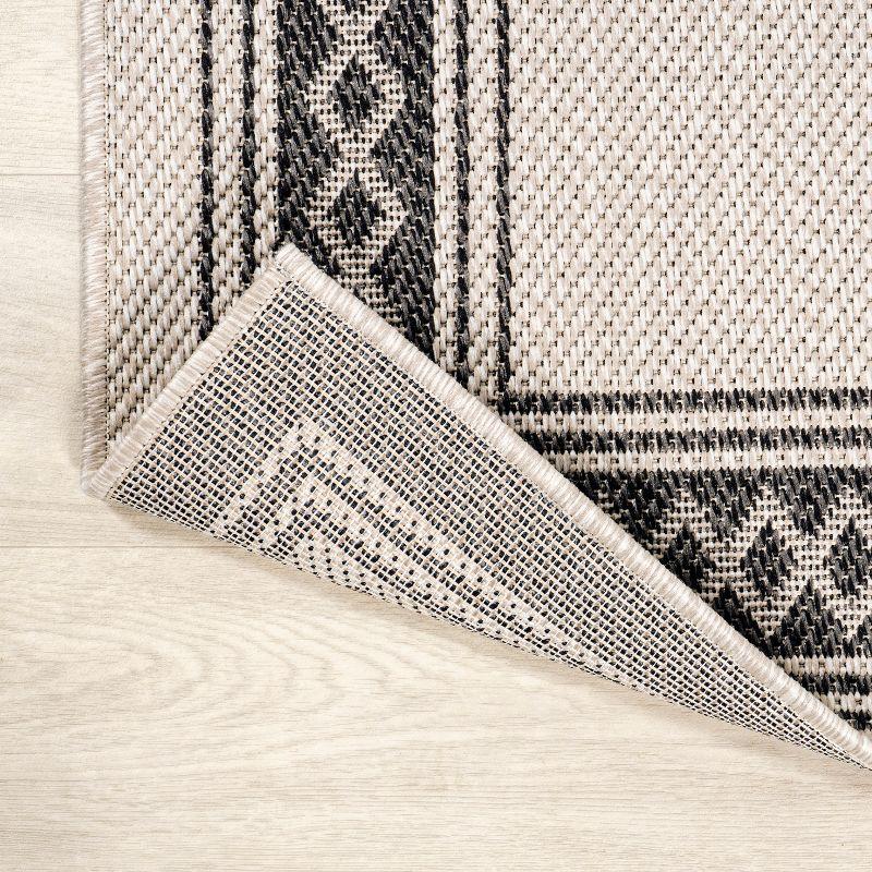3' x 5' Lucia Classic Diamond Border Indoor/Outdoor Area Rug, Cream/Black - JONATHAN Y