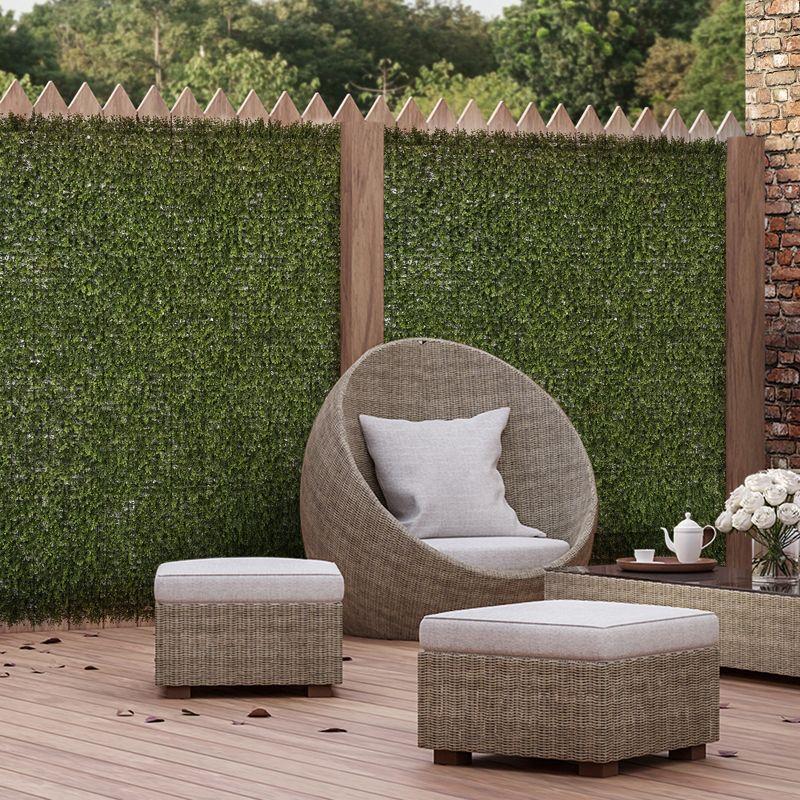 Outsunny Artificial Grass Wall Panel Backdrop, 12 20" x 20" Boxwood UV Protection Privacy Screen Panels, Green
