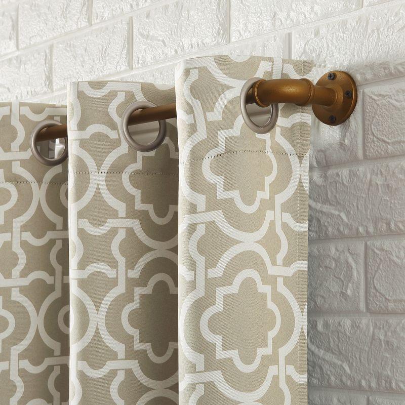 40"x63" Sun Zero Blackout Barnett Trellis Grommet Curtain Panel Taupe: Thermal Insulated, Energy Efficient, Noise Reduction