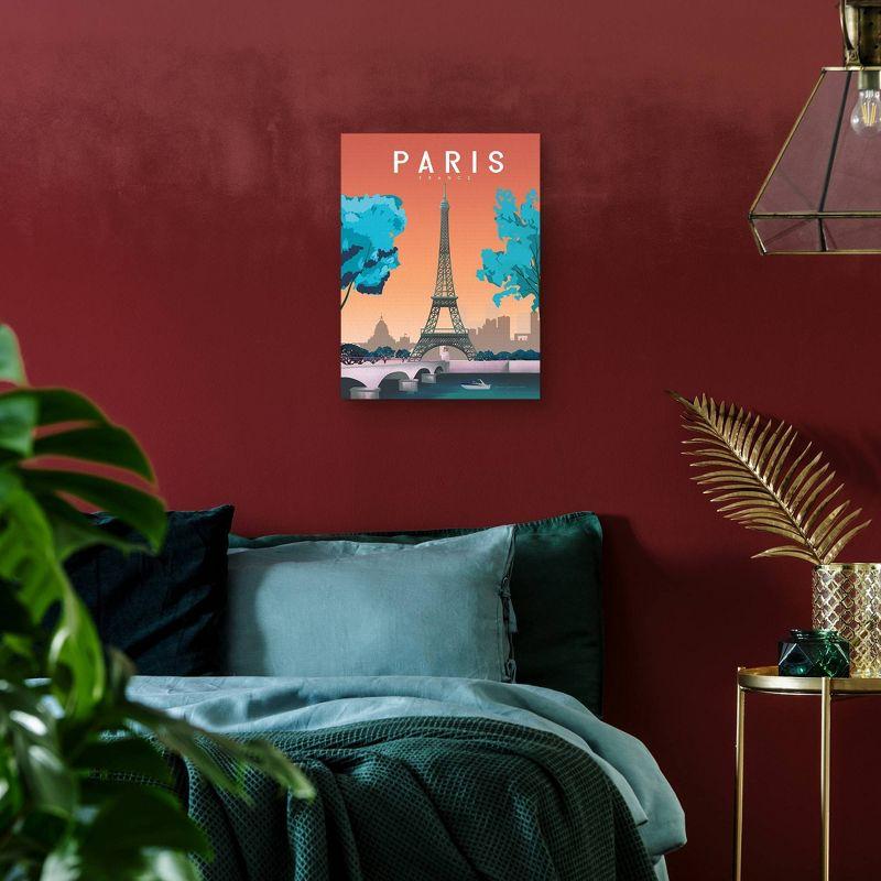 18" x 24" Paris 2 by Omar Escalante Canvas Art Print - Masterpiece Art Gallery: Eiffel Tower & Seine River Wall Decor