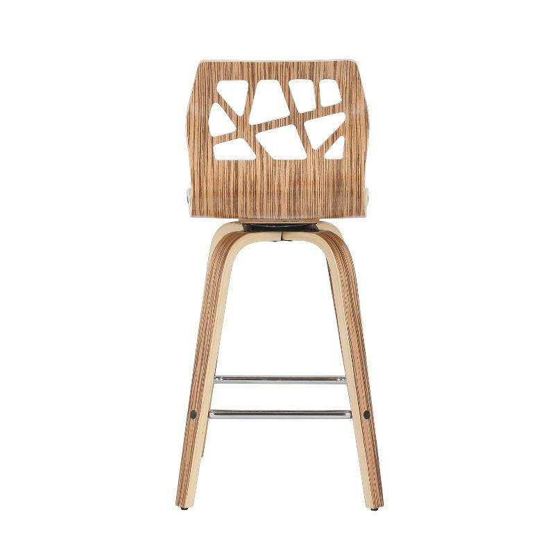 Set of 2 Folia Upholstered Counter Height Barstools Cream/Zebra - Lumisource: Wood Frame, Padded Seat, 26" Height