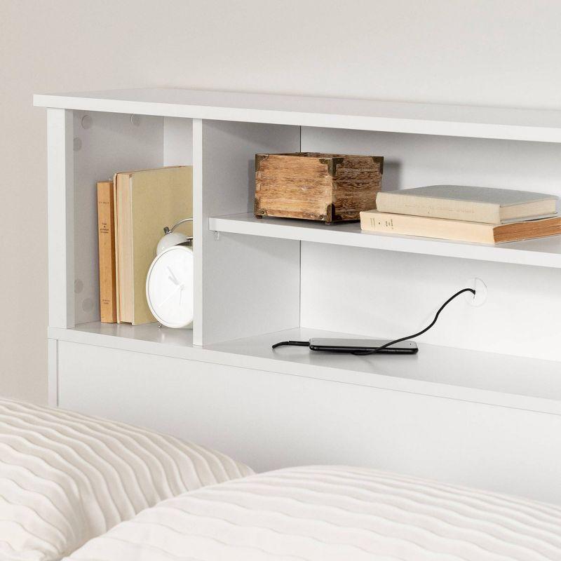 Queen Fusion Bookcase Headboard Pure White - South Shore