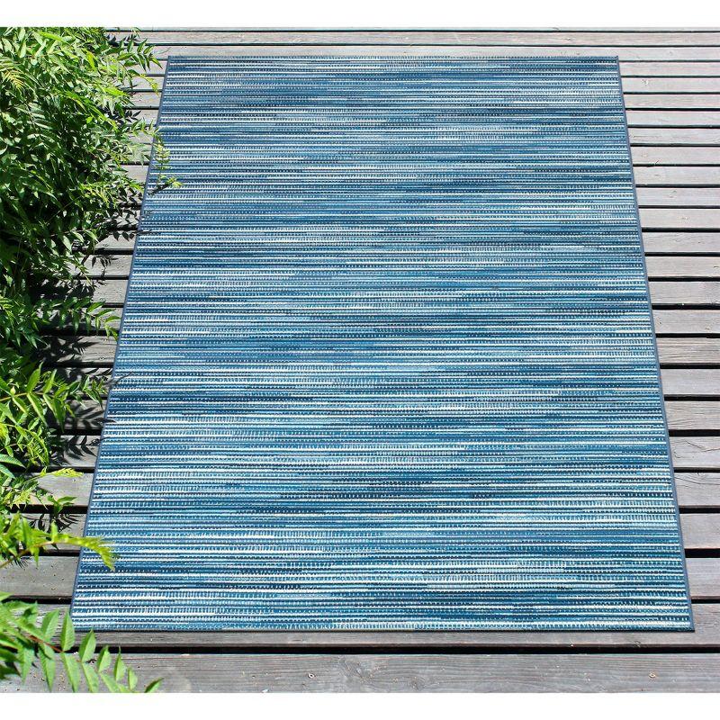 Marina Stripes China Blue 2'7" x 4'3" Synthetic Indoor/Outdoor Rug