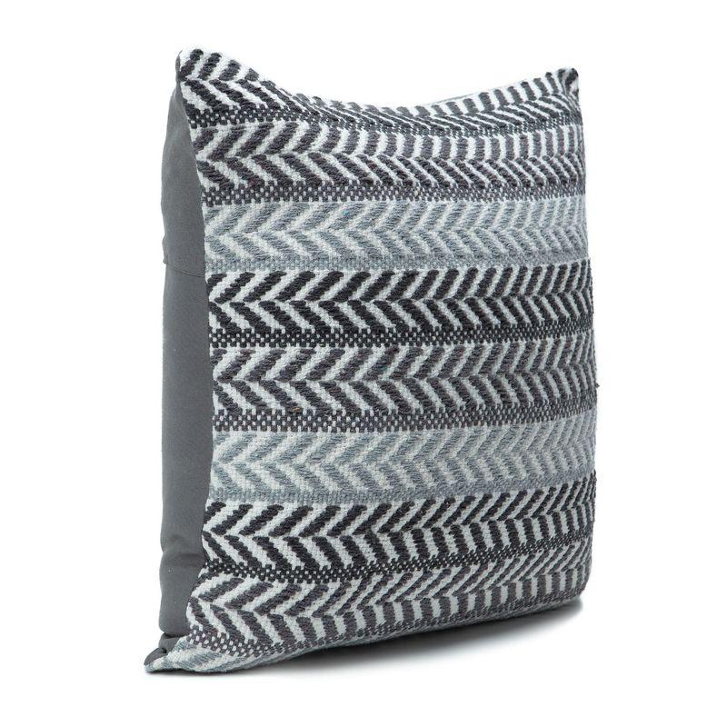 Chanasya Jacquard Cotton Arrow Stripe Pattern Square Throw Pillow Cover - 2-Piece Set - 20" x 20” - White