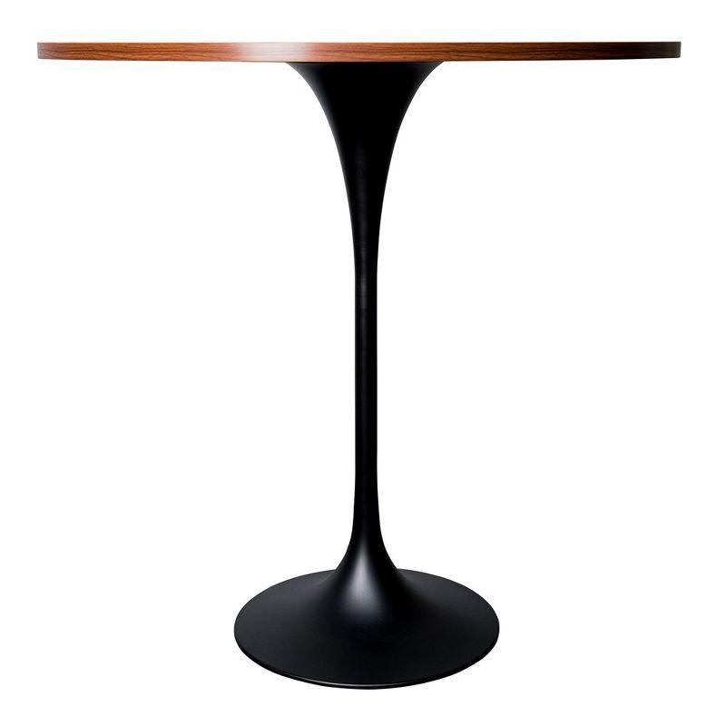 LeisureMod 48" Round Bar Height Dining Table with MDF Top and Black Stainless Steel Pedestal Base Verve Collection