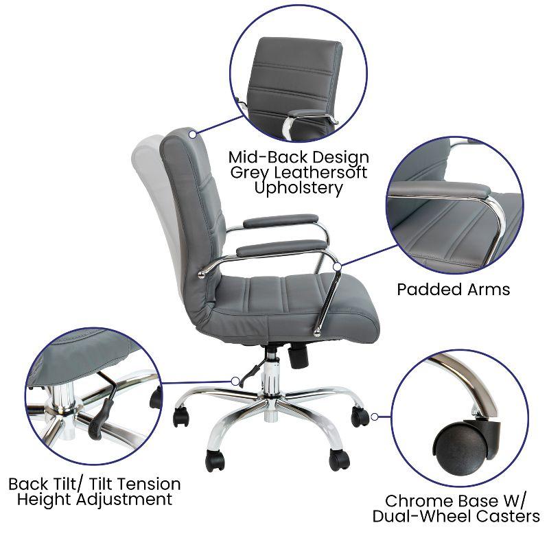 Flash Furniture Mid-Back Executive Swivel Office Chair with Metal Frame and Arms