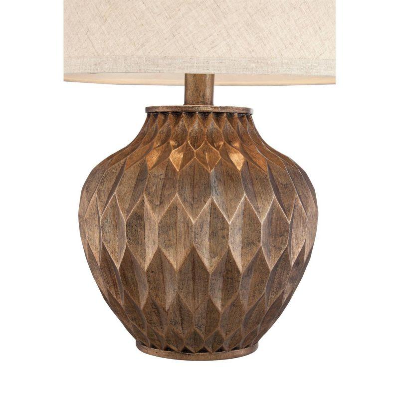 360 Lighting Buckhead Modern Accent Table Lamp 22" High Warm Bronze Brown Sculptural Geometric Drum Shade for Bedroom Living Room Bedside Nightstand