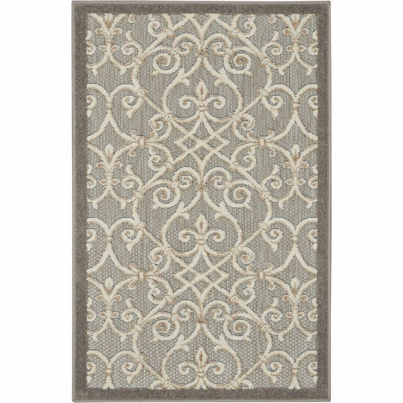 Nourison Aloha Contemporary Scroll Flatweave High-Low Indoor Outdoor Area Rug Natural 2'8" x 4'