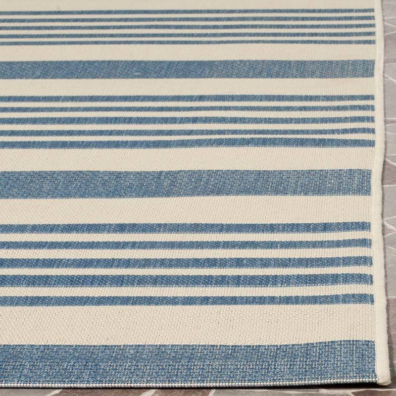 Nautical Navy Stripe 4' x 5'7" Synthetic Easy-Care Indoor/Outdoor Rug