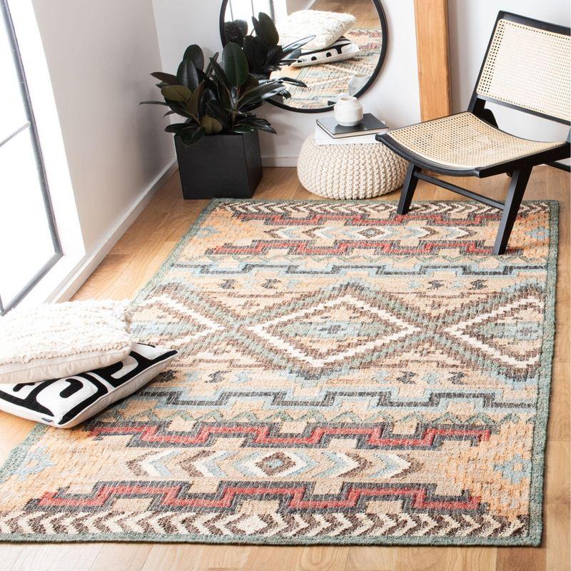 Handwoven Blue and Natural Geometric Kilim Area Rug