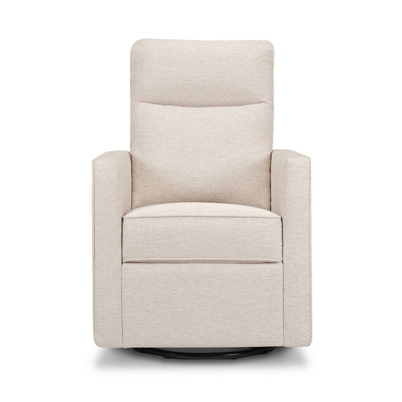 Beige Pillowback Swivel Glider with High Back Support