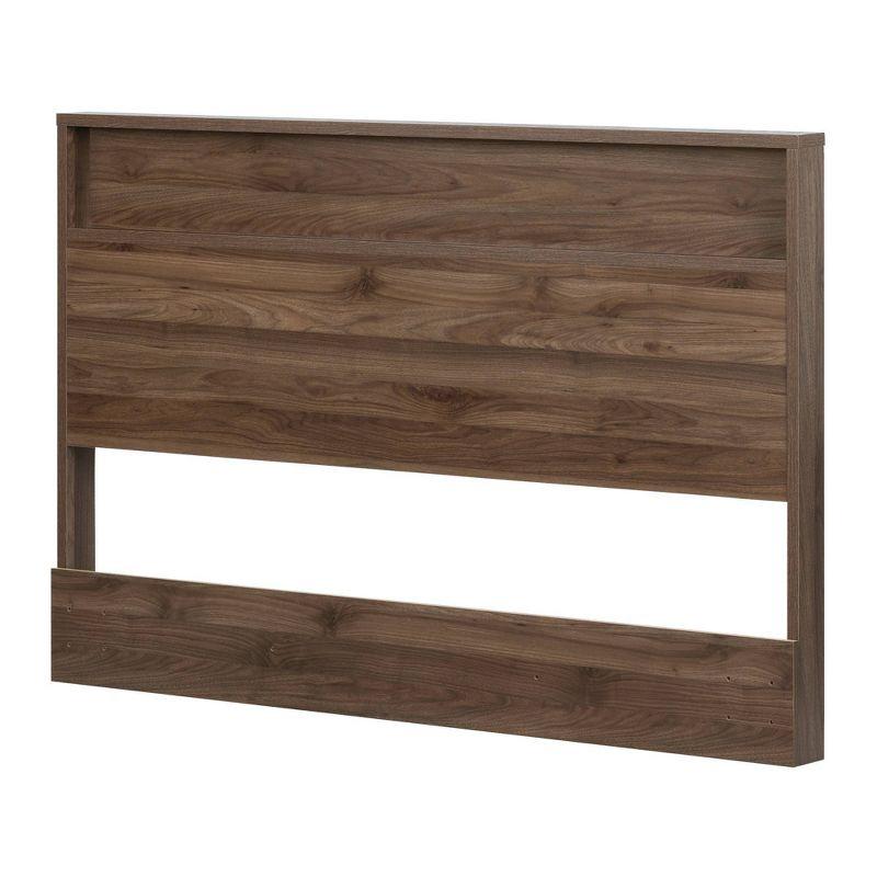 Full/Queen Lensky Headboard Natural Walnut - South Shore: Storage Shelf, Bed Frame Mounted