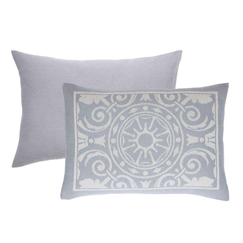 Lightweight Cotton Blend Oversized Jacquard Vintage Medallion Bedspread Set, Full, Slate Blue - Blue Nile Mills