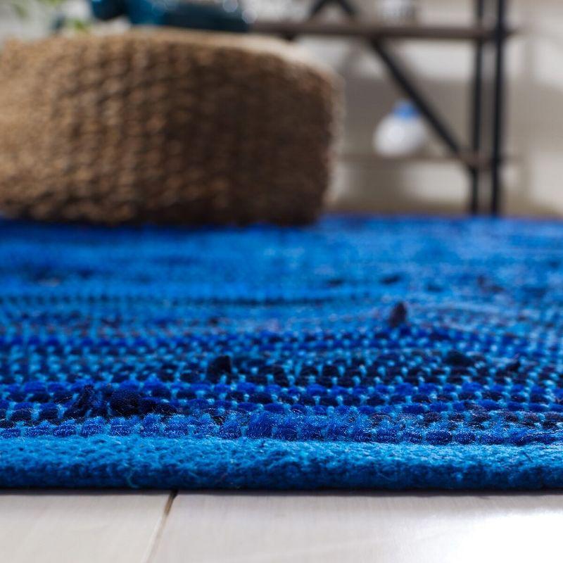 Rag Rug RAR130 Hand Woven Indoor Area Rug - Blue/Multi - 4' round - Safavieh.