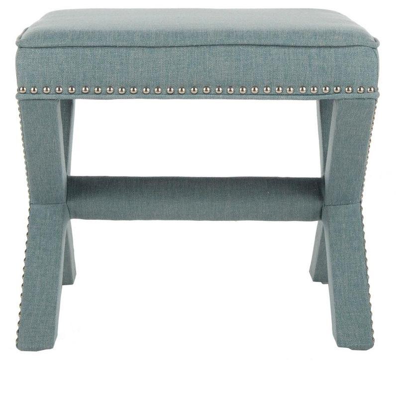 Palmer Ottoman W/ Silver Nail Heads - Sky Blue - Safavieh