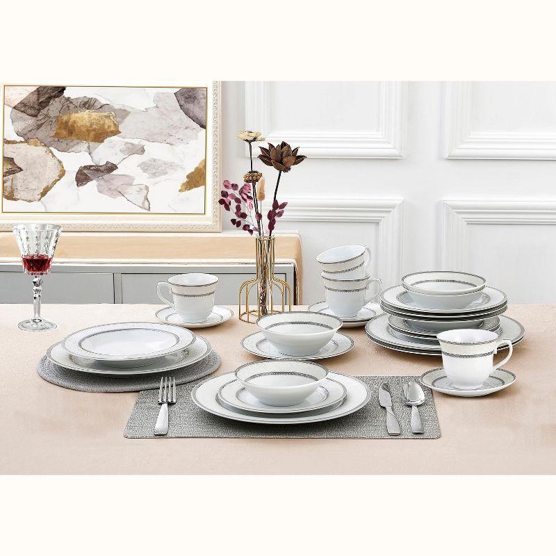 Lorren Home Trends 24 Piece Porcelain China Dinnerware Set - Service for 4