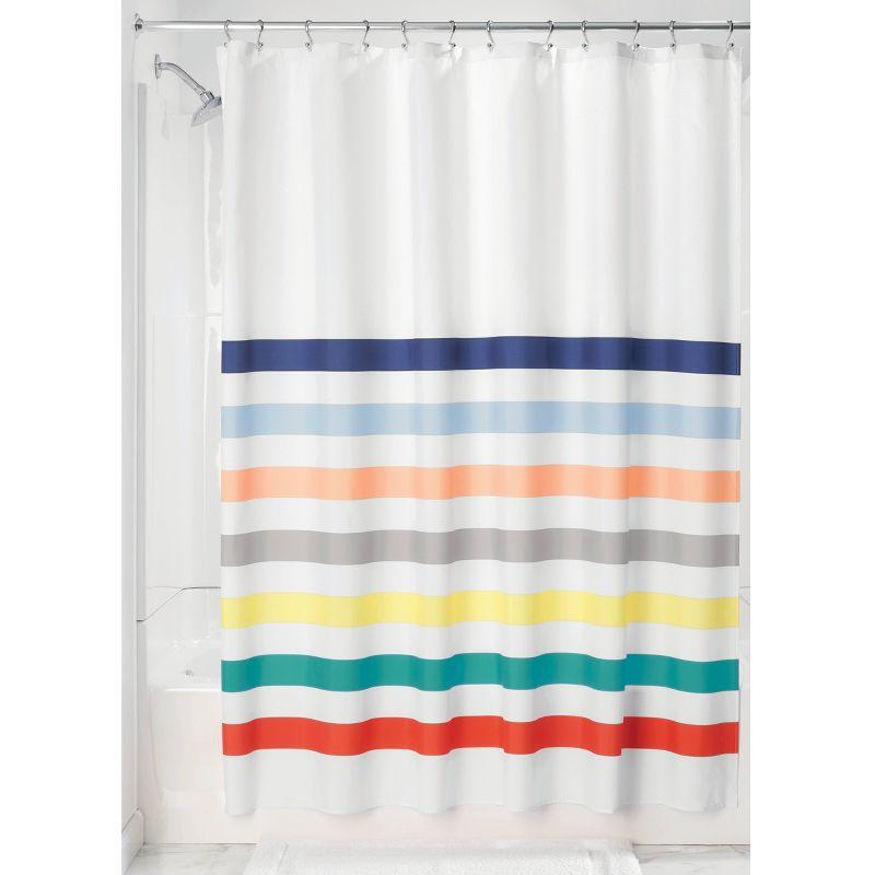 iDesign Multi Stripe PEVA Fabric Shower Curtain, Multicolor Bathroom Curtain