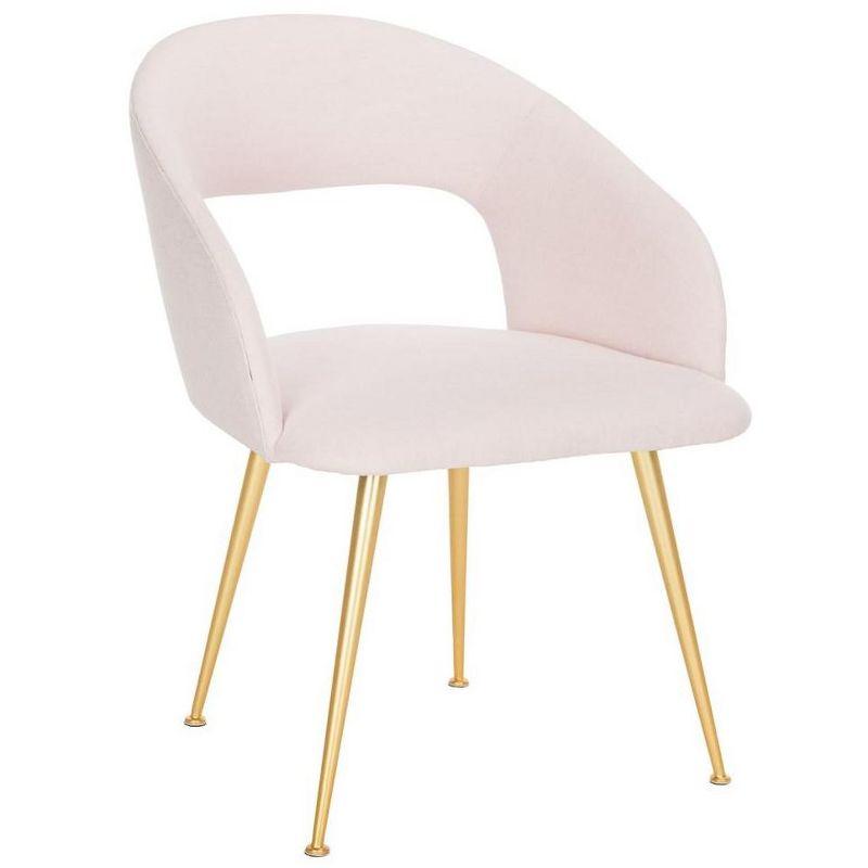 Ethereal Light Pink Linen & Wood Upholstered Arm Chair