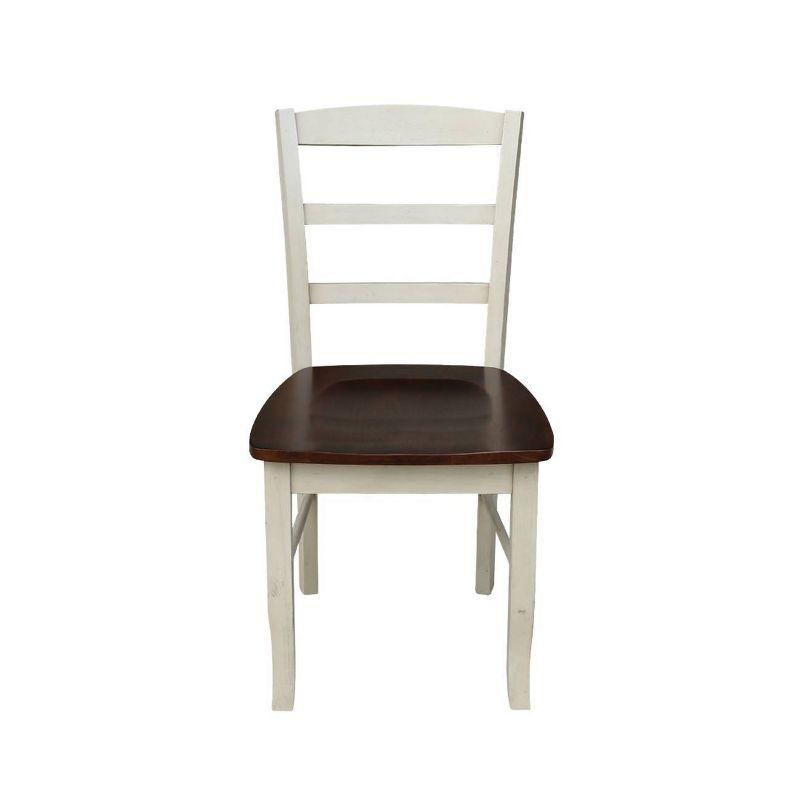 Set of 2 Traditional White Solid Wood Ladderback Side Chairs