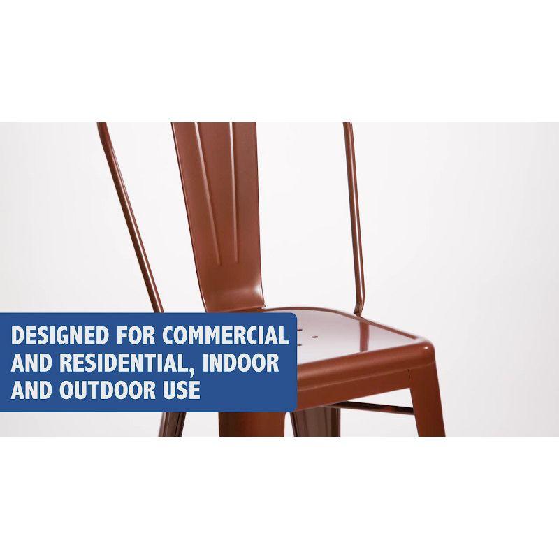 Flash Furniture Commercial Grade 24" High Copper Metal Indoor-Outdoor Counter Height Stool with Back