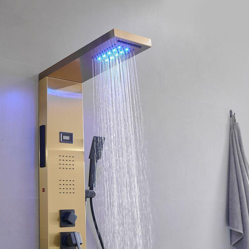 Gold Brushed Stainless Steel Shower Panel with LED and Handheld Wand