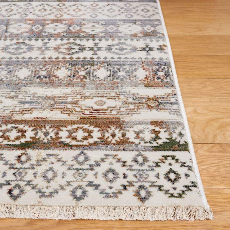 Ivory and Rust Hand-Knotted Rectangular Area Rug