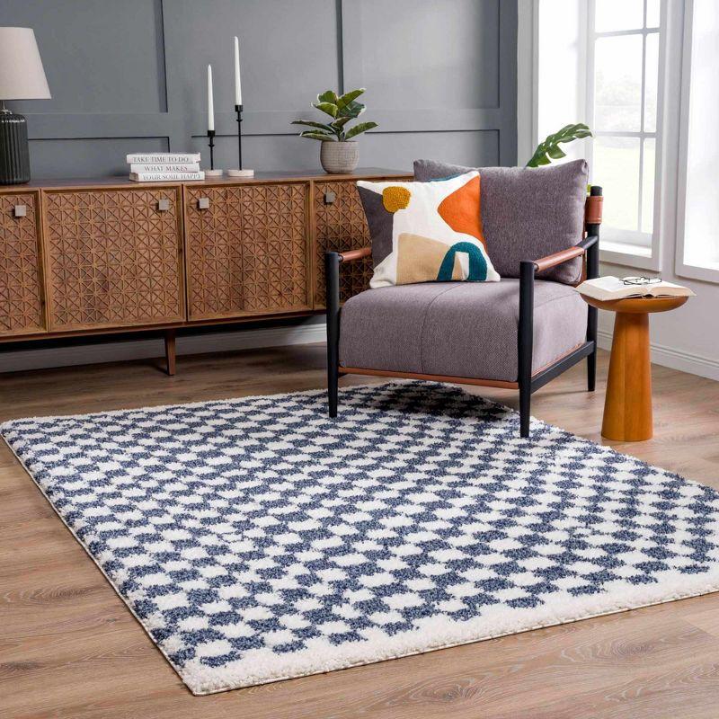 Hauteloom Kieu Black & White Checkered Shag Rug