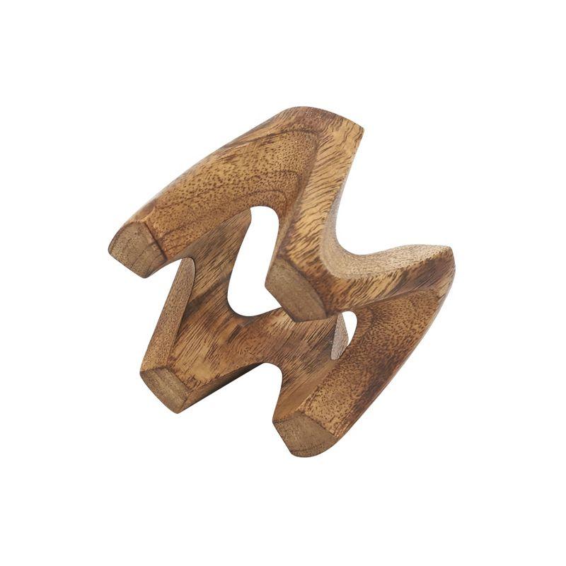 Natural Mango Wood W Design Napkin Rings Set of 4