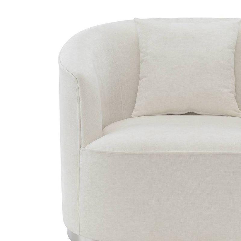 Odette Beige Chenille Barrel Accent Chair with Pillow