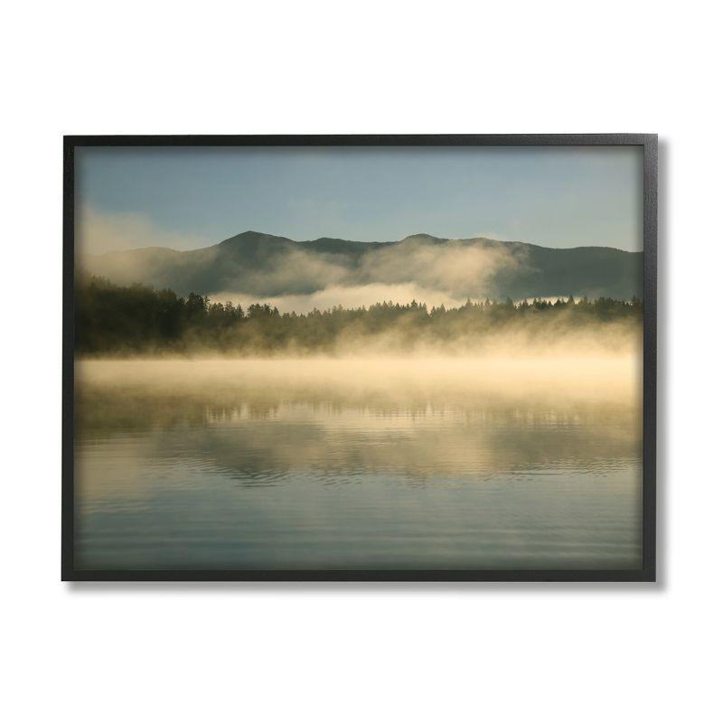 Misty Lake Mountain Range Framed Canvas Print, 14 x 11