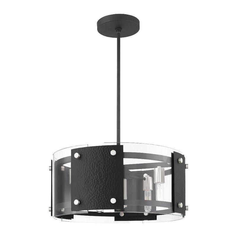 Black and Brushed Nickel Mini Drum Pendant Light