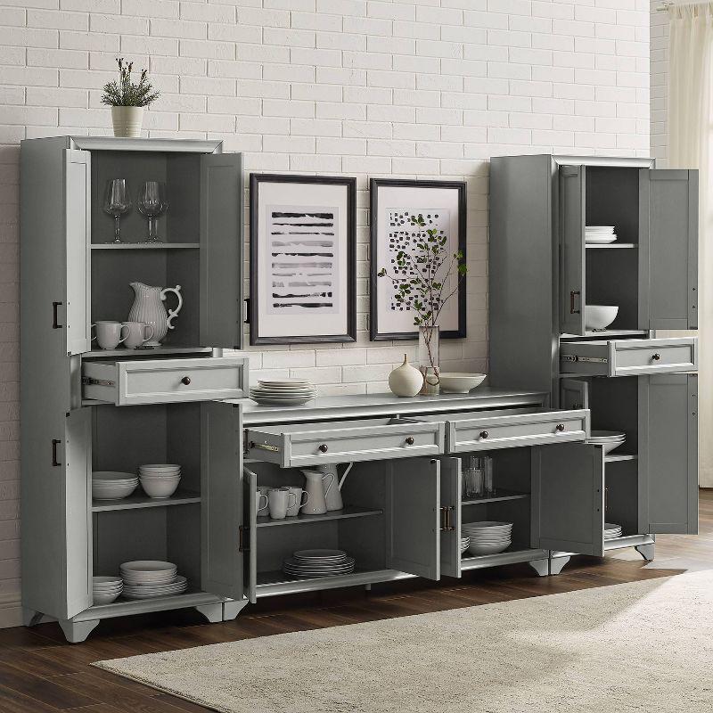 3pc Tara Sideboard and Pantry Set Distressed Gray - Crosley