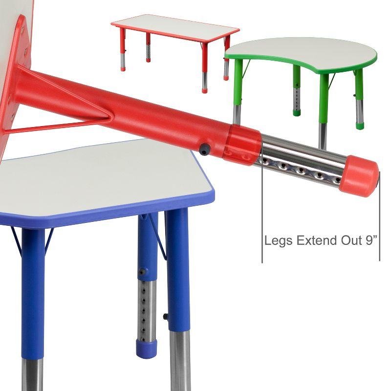 Red Adjustable Height Rectangular Laminate Activity Table