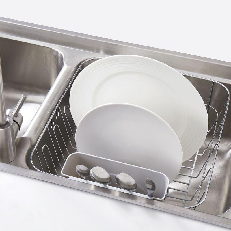 Sweet Home Collection Chrome Plated Steel 2-Piece Compact Dish Drainer with Utensil Caddy