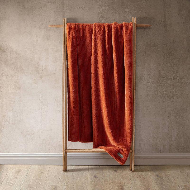 Eddie Bauer Eddie Bauer Ribbed Textured Stripe Solid Plush Throw Blanket