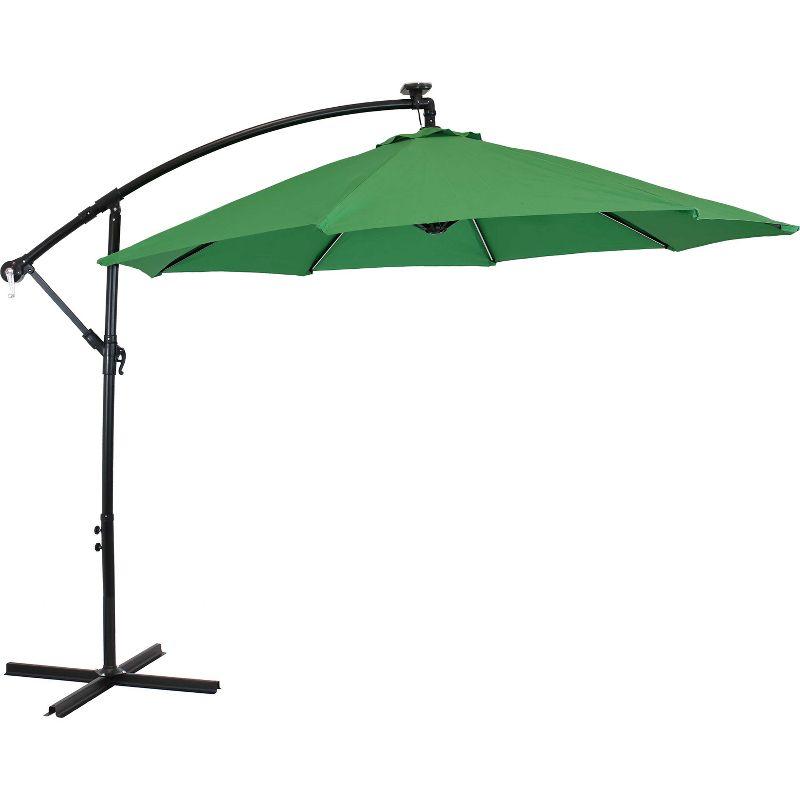 Emerald Green 9' Steel Cantilever Patio Umbrella with Solar LED Lights