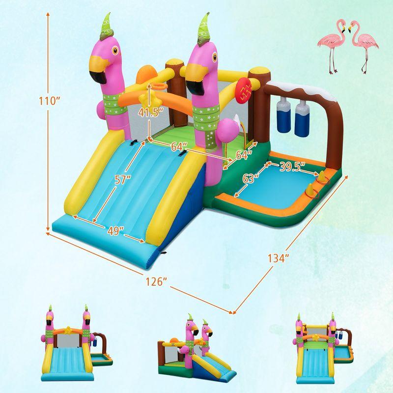 Flamingo-Themed 7-in-1 Inflatable Bounce House with Slide