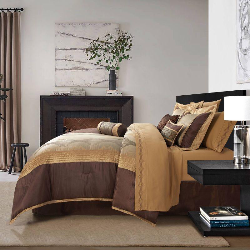 Nanshing America, Inc Kath Microfiber Jacquard 15 Piece Comforter Set