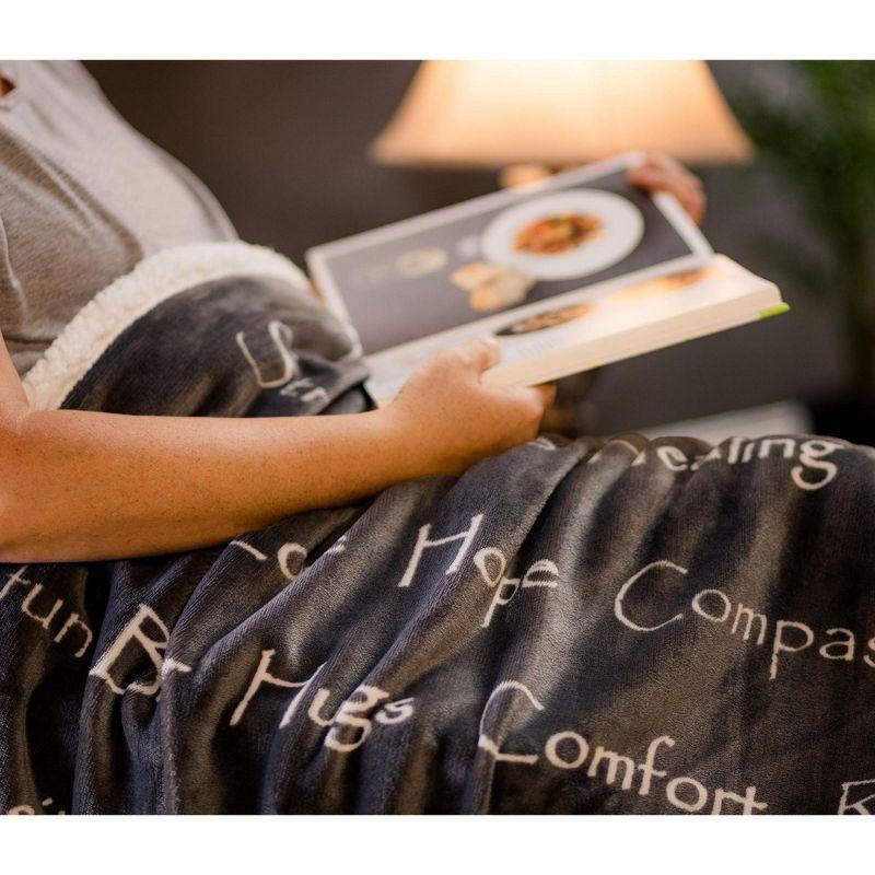 Chanasya Sympathy Warm Hugs Support Gift Throw Blanket with Plush Faux Shearling Side