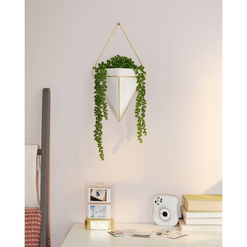 White and Brass Geometric Wall Planter Decor